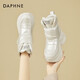達芙妮（DAPHNE）厚底雪地靴女內增高鞋冬季加絨2024新款魔術(shù)貼女鞋保暖東北大棉鞋 米白色跟高10CM 34