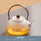 左茗右器玻璃煮泡茶壺蠟燭臺(tái)溫茶爐溫茶器套裝家用耐高溫提梁壺加厚花茶壺 菊瓣壺 840ml