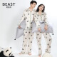 野獸派（THE BEAST）熊貓噗噗印花22姆米真絲情侶睡衣長(zhǎng)袖長(zhǎng)褲家居服生日禮物