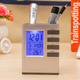 精致筆筒電子時(shí)鐘筆筒商務(wù)辦公家用ins溫度簡(jiǎn)易辦公室神器 方帶燈8*8*10.5CM溫度有誤差