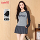班尼路（Baleno）修身撞色長(cháng)袖T恤女春秋季2025年百搭上衣 灰/流星字母 L