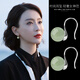 QPQK和田玉耳環(huán)女氣質(zhì)高級感2025年新款翡翠耳墜輕奢冰種古風(fēng)玉石耳飾 銀青玉耳墜8mm 精美禮盒