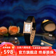 愛(ài)沃馳瑞士品牌名表女士手表方形小表盤(pán)精致時(shí)尚簡(jiǎn)約皮帶防水石七夕禮物 條釘珍珠母貝*黑光皮