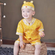 GOOFLORON周歲禮服男女寶寶唐裝百天滿(mǎn)月一歲生日宴中國風(fēng)春夏中國風(fēng)童裝 生龍活虎黃套裝+帽 80 大概身高74-81建議11-18個(gè)