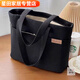 帆布包包少女學(xué)生單肩包大容量上班通勤布袋包韓版百搭裝書(shū)補課袋 暗黑色【雙層布料+暗格內兜】 旗艦雙層帶內襯+前兜磁扣封口
