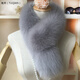 兔芊女式貂皮圍脖整張狐貍皮毛圍巾真狐貍毛圍巾真毛皮草圍巾 煙灰色_優(yōu)質(zhì)狐貍毛
