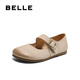 百麗（Belle）時尚擦色勃肯鞋女2025春新商場同款真皮低跟單鞋D4Z1DAQ5 米色 36 (230mm)