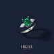 HKHL 925純銀培育祖母綠方糖戒指女輕奢百搭開(kāi)口戒指環(huán)紀念日生日禮物 祖母綠開(kāi)口戒指【證書(shū)+輕奢禮盒】