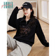 Halo Queen半拉鏈設(shè)計(jì)衛(wèi)衣女POLO領(lǐng)設(shè)計(jì)印花外套慵懶風(fēng)顯瘦上衣H141W1771
