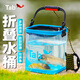 TabTab打水桶釣魚(yú)野釣活魚(yú)桶路亞透明魚(yú)桶可折疊手提裝魚(yú)桶戶(hù)外魚(yú)箱 加固硬底高透方桶【24cm帶網(wǎng)蓋】