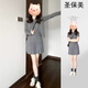 圣保美小個(gè)子連衣裙夏季女裝2024新款春秋韓系穿搭百褶裙子夏天短裙套裝 灰色套裝 M碼