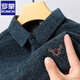 羅蒙（ROMON）保羅一體絨毛衣男雪尼爾帶領(lǐng)子加絨加厚冬季保暖長(zhǎng)袖T恤男POLO衫 藍(lán)色 XL 135-150斤