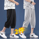 舍里甲人七分短褲7冰絲運動(dòng)褲八分2025夏季新款速干百搭寬松六分休閑褲6分 兩件套裝【黑色+淺灰色】 XL 建議110-125斤