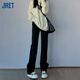 Jret黑色直筒牛仔褲女春夏2025新款高腰顯瘦煙管褲高個(gè)子加長(cháng) 黑色 S (75-88斤)