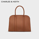 CHARLES&KEITH復古通勤大容量子母托特包生日禮物CK2-30840593-1 Brown棕色 大包