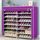 索爾諾 鞋架七層拉鏈密封防塵大容量組合簡(jiǎn)易家用宿舍客廳門(mén)口收納鞋架 七層-紫色【長(cháng)120寬30高125】