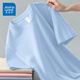 真維斯純棉重磅短袖t恤男純色夏季全棉打底衫半袖100%新疆棉大碼體恤衫 冰川藍(純色) XL (180) (不起球不掉色)