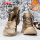 公牛世家馬丁靴男冬季加絨加厚登山工裝靴戶(hù)外抗寒雪地棉鞋 卡其 42