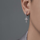 蔓笙鑲鉆十字架耳環(huán)男潮流高級感男士耳圈個(gè)性痞帥潮男耳釘送男友禮物 單只
