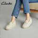 Clarks其樂(lè )街頭系列女鞋新款英倫風(fēng)圓頭豆豆鞋厚底樂(lè )福餅干鞋單鞋 白色 261764344 39