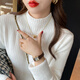 歐芙倫加絨針織衫女毛衣半高領(lǐng)秋冬加厚保暖內搭一體絨白色打底衫女上衣 白色 均碼