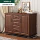 唐隆美式斗柜家用五斗柜簡(jiǎn)約現代臥室收納柜客廳靠墻柜子實(shí)用儲物柜 100CM深胡桃色 【兩門(mén)三抽】 多元儲物 封閉柜體