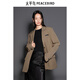 太平鳥(niǎo)閃光西裝女2024秋細閃面料直筒休閑設計感西服外套通勤 卡其上身 S