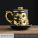 陶福氣紫砂十二生肖馬克杯茶杯茶水分離杯辦公過(guò)濾茶杯訂制logo帶蓋泡茶 生肖辦公杯-龍（金）