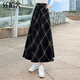 絲柏舍2025秋冬新款女士時(shí)尚簡(jiǎn)約寬松長(cháng)款A字高腰格子半身裙
