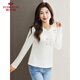 俞兆林女裝中老年女裝時(shí)尚T恤繡花打底衫長(cháng)袖T恤女 Y143T2001