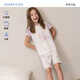 愛慕兒童（AIMER KIDS）夏新品男女童莫代爾兒童睡衣家居套裝短袖可愛輕薄透氣童裝親子裝 女-鈴蘭小熊AK143E511 160