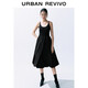 UR2024秋季新款女裝法式設計感拼接壓褶無(wú)袖連衣裙UWV740108