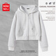 名創(chuàng  )優(yōu)品（MINISO）外套女春秋款2025新款衣服開(kāi)衫小個(gè)子連帽衛衣女顯瘦百搭休閑女裝 【春秋薄款】花灰色(純色)-短款 L 165 (優(yōu)選面料 舒適貼身)