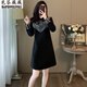 芭芬薇薇法式氣質(zhì)復古連衣裙女秋冬加絨赫本風(fēng)流蘇小個(gè)子黑色休閑打底裙子 黑色不加絨款 M
