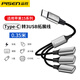 品勝usb擴展器充電一拖三分線器多口typec適用蘋果15手機筆記本電腦轉(zhuǎn)換器接鼠標鍵U盤轉(zhuǎn)三拓展線 0.35米【Type-C轉(zhuǎn)3USB】擴展充電傳輸