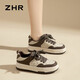 ZHR休閑鞋女春秋潮流厚底板鞋女復古菱格低幫女鞋 GR03 米棕 38