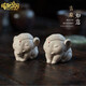 塔馳密司（TOUCH MISS）紫砂茶寵大象精品可養(yǎng)太平有象吉祥對象茶玩茶桌臺小擺件蓋置 紫砂吉象-一對