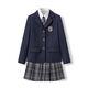 茉衣雅（MOYIYA）jk制服西裝外套學(xué)院風(fēng)西服格裙襯衫三件套校供感春秋季2025女套裝 藏青西裝外套+襯衫+百褶裙【三件套】 M 建議90-105斤