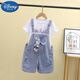 迪士尼（Disney）女童牛仔背帶褲套裝2025夏季新款中大童薄短褲短袖T恤吊帶兩件套9 單件背帶褲 130嗎建議身高120厘米