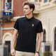 U.S. POLO ASSN.保羅POLO衫男夏季商務(wù)休閑短袖桑蠶絲涼感T恤男上衣父親節(jié)黑色2XL