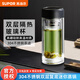 蘇泊爾玻璃杯雙層隔熱高硼硅杯泡茶杯情侶杯辦公杯耐高溫過濾加厚水杯 【烏木黑】 280ml