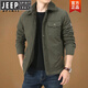 JEEP SPIRIT加絨加厚夾克男士冬季保暖工裝翻領(lǐng)棉服爸爸冬裝棉質(zhì)休閑棉服外套 軍綠 加厚 加絨 XL 126-140斤左右