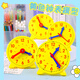 Touch Fish 鐘表模型兒童數學(xué)時(shí)鐘認知教具小學(xué)生一二年級學(xué)習認識時(shí)間 黃色直徑10cm鐘表（12小時(shí)兩針聯(lián)動(dòng)）