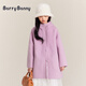 BARRY BANNY女童秋冬裝6-14歲兒童中長(zhǎng)款洋氣大衣女孩中大童寬松百搭毛呢外套 香芋紫大衣 140 cm(56-68斤)