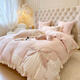 淘水晶輕奢A類(lèi)加厚牛奶絨貼布繡四件套寶寶絨床單被套公主少女保暖床品 漫天飛舞粉【A類(lèi)9斤左右送抱枕】 2.0m床單款【被套220*240】
