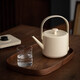 小提 燒水壺茶壺電熱水壺 日式設計提梁電水壺 家用辦公茶室隨手泡咖啡壺304不銹鋼送長(cháng)輩節日七夕禮品 0.6L 第二代升級米 白色 （定制款）