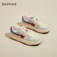 達(dá)芙妮（DAPHNE）板鞋女厚底休閑鞋女2025冬新款加絨旅游鞋軟底單鞋黑白熊貓女鞋子 米紅色單里款 37