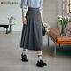 Olrain歐芮兒灰色半身裙女裝秋季通勤百搭設計感百褶長(cháng)裙裙子 高階灰 S
