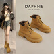 達(dá)芙妮（DAPHNE）達(dá)芙妮馬丁靴女2024新款鞋子女秋季英倫風(fēng)踢不爛女大黃靴薄款短靴 黃色 37