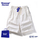 WASSUP HERMU短褲男夏季寬松透氣時(shí)尚潮牌五分褲男女情侶裝純色休閑褲學(xué)生褲子 白色 XL （建議140-165斤）